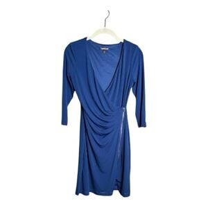 Express Blue Wrap Dress w/Exposed Front Zipper Sz XS